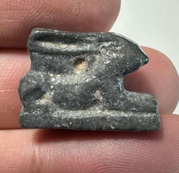 Picture of ANCIENT EGYPT.  BEAUTIFUL COLOR. GRECO - ROMAN - FAIENCE HARE AMULET . 300 B.C - 100 A.D