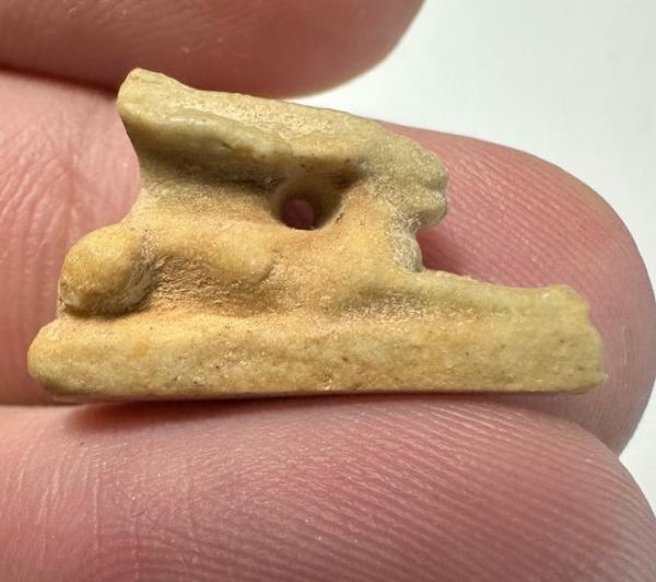 Picture of ANCIENT EGYPT.  BEAUTIFUL COLOR. GRECO - ROMAN - FAIENCE HARE AMULET . 300 B.C - 100 A.D