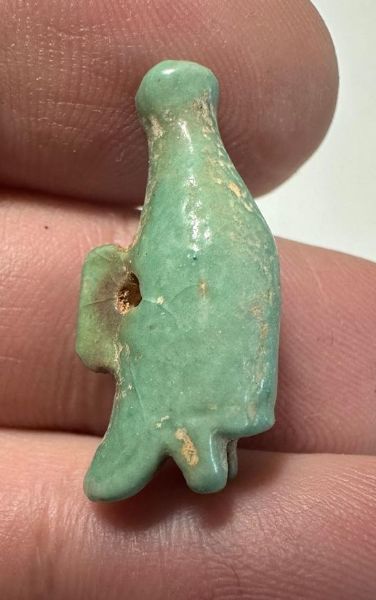 Picture of ANCIENT EGYPT.  BEAUTIFUL SHINY OLIVE GREEN COLOR. GRECO - ROMAN - FAIENCE CROWN OF UPPER EGYPT  AMULET . 300 B.C - 100 A.D