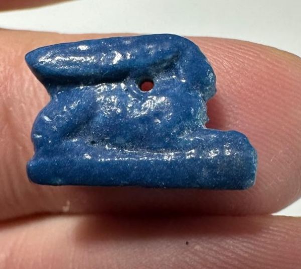 Picture of ANCIENT EGYPT.  BEAUTIFUL COLOR. GRECO - ROMAN - FAIENCE HARE AMULET . 300 B.C - 100 A.D