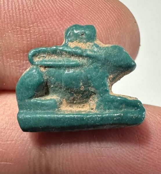 Picture of ANCIENT EGYPT.  BEAUTIFUL COLOR. GRECO - ROMAN - FAIENCE HARE AMULET . 300 B.C - 100 A.D