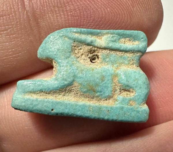 Picture of ANCIENT EGYPT.  BEAUTIFUL COLOR. GRECO - ROMAN - FAIENCE HARE AMULET . 300 B.C - 100 A.D