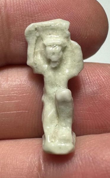 Picture of ANCIENT EGYPT.  BEAUTIFUL COLOR. GRECO - ROMAN - FAIENCE SHU AMULET . 300 B.C - 100 A.D