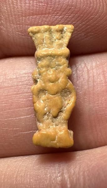 Picture of ANCIENT EGYPT.  BEAUTIFUL COLOR. GRECO - ROMAN - FAIENCE BES AMULET . 300 B.C - 100 A.D