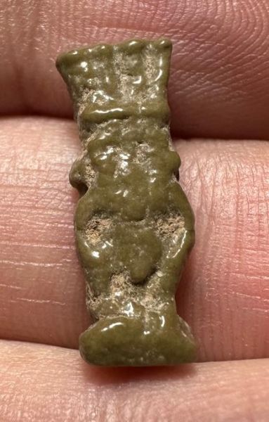 Picture of ANCIENT EGYPT.  BEAUTIFUL COLOR. GRECO - ROMAN - FAIENCE BES AMULET . 300 B.C - 100 A.D