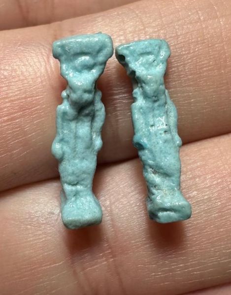 Picture of ANCIENT EGYPT.  BEAUTIFUL COLOR. GRECO - ROMAN - FAIENCE  AMULETS. LOT OF TWO . 300 B.C - 100 A.D