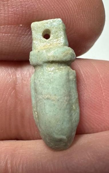 Picture of ANCIENT EGYPT.  BEAUTIFUL COLOR. GRECO - ROMAN - FAIENCE HEART AMULET . 300 B.C - 100 A.D