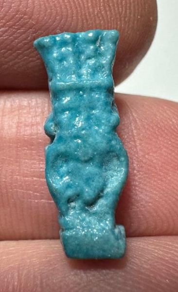 Picture of ANCIENT EGYPT.  BEAUTIFUL COLOR. GRECO - ROMAN - FAIENCE BES AMULET . 300 B.C - 100 A.D