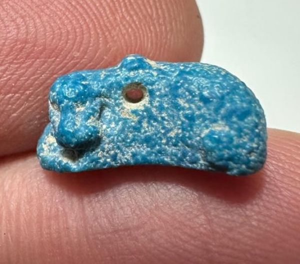 Picture of ANCIENT EGYPT.  BEAUTIFUL COLOR. GRECO - ROMAN - FAIENCE HIPPOPOTAMUS AMULET . 300 B.C - 100 A.D