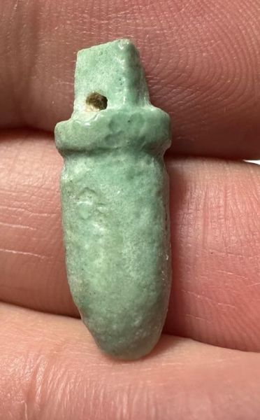 Picture of ANCIENT EGYPT.  BEAUTIFUL COLOR. GRECO - ROMAN - FAIENCE HEART AMULET . 300 B.C - 100 A.D