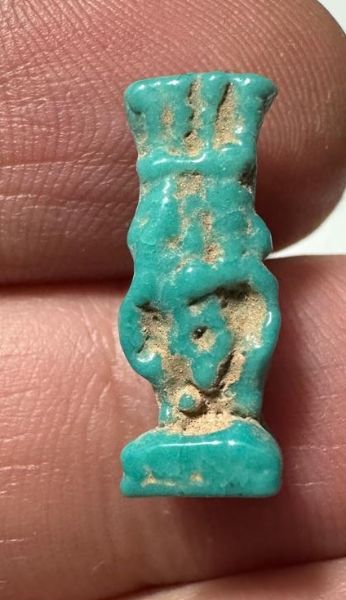Picture of ANCIENT EGYPT.  BEAUTIFUL COLOR. GRECO - ROMAN - FAIENCE BES AMULET . 300 B.C - 100 A.D