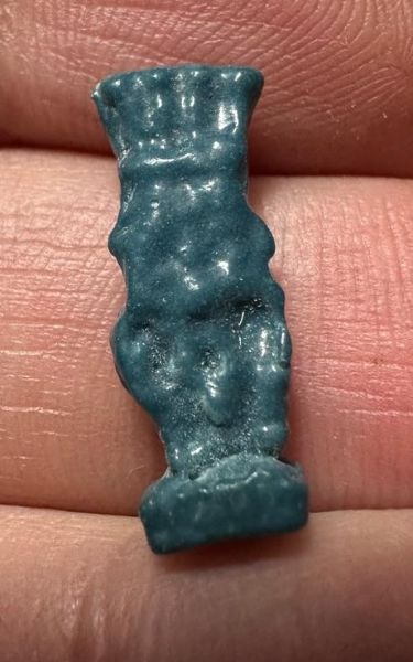 Picture of ANCIENT EGYPT.  BEAUTIFUL COLOR. GRECO - ROMAN - FAIENCE BES AMULET . 300 B.C - 100 A.D