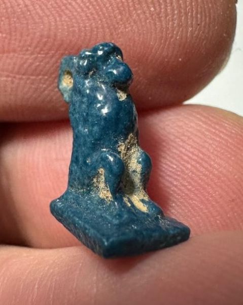 Picture of ANCIENT EGYPT.  BEAUTIFUL COLOR. GRECO - ROMAN - FAIENCE BABOON AMULET . 300 B.C - 100 A.D