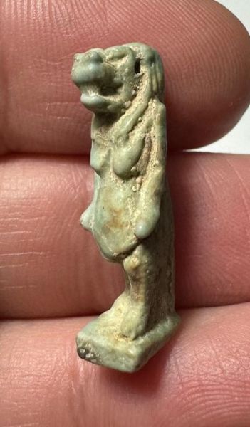 Picture of ANCIENT EGYPT.  BEAUTIFUL COLOR. GRECO - ROMAN - FAIENCE TAWERET AMULET . 300 B.C - 100 A.D