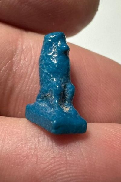 Picture of ANCIENT EGYPT.  BEAUTIFUL COLOR. GRECO - ROMAN - FAIENCE BABOON AMULET . 300 B.C - 100 A.D