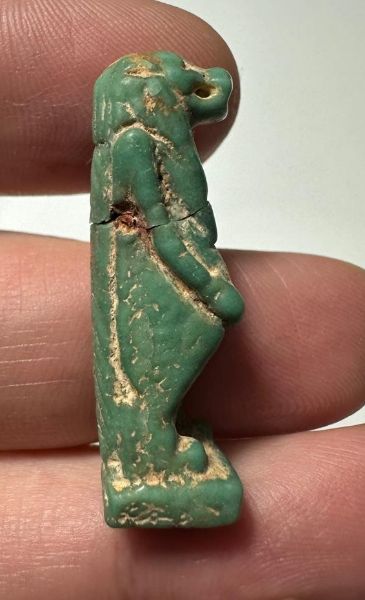 Picture of ANCIENT EGYPT.  BEAUTIFUL COLOR. GRECO - ROMAN - FAIENCE TAWERET AMULET . 300 B.C - 100 A.D