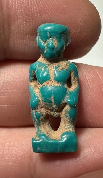 Picture of ANCIENT EGYPT.  BEAUTIFUL COLOR. GRECO - ROMAN - FAIENCE POTAIKOS AMULET . 300 B.C - 100 A.D