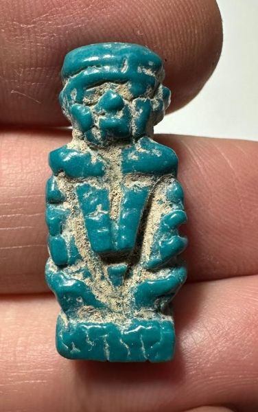 Picture of ANCIENT EGYPT.  BEAUTIFUL COLOR. GRECO - ROMAN - FAIENCE POTAIKOS AMULET . 300 B.C - 100 A.D