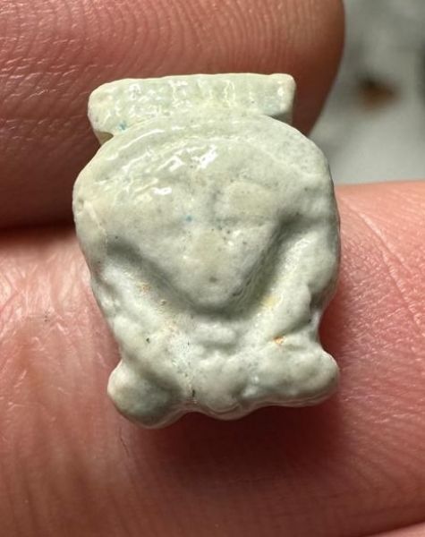 Picture of ANCIENT EGYPT.  BEAUTIFUL COLOR. GRECO - ROMAN - FAIENCE HATHOR AMULET . 300 B.C - 100 A.D