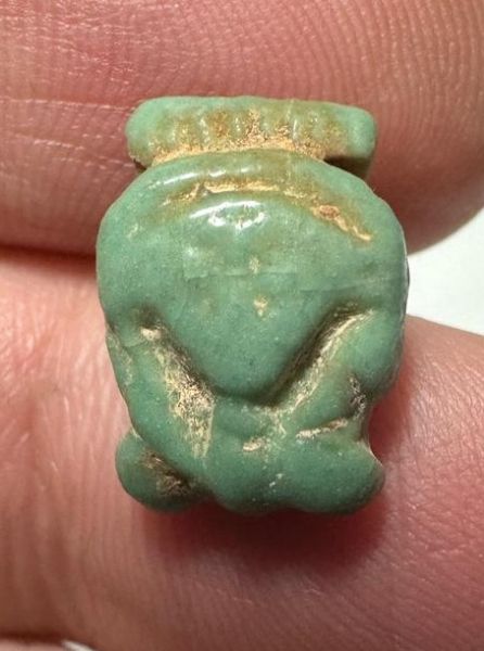 Picture of ANCIENT EGYPT.  BEAUTIFUL COLOR. GRECO - ROMAN - FAIENCE HATHOR AMULET . 300 B.C - 100 A.D