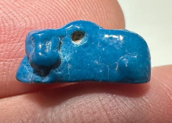 Picture of ANCIENT EGYPT.  BEAUTIFUL COLOR. GRECO - ROMAN - FAIENCE HIPPOPOTAMUS AMULET . 300 B.C - 100 A.D
