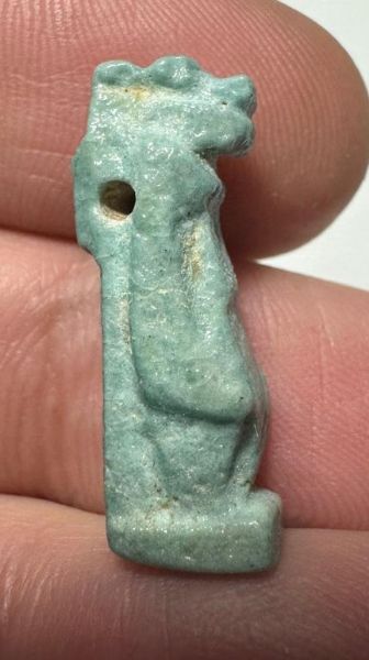Picture of ANCIENT EGYPT.  BEAUTIFUL COLOR. GRECO - ROMAN - FAIENCE TAWERET AMULET . 300 B.C - 100 A.D