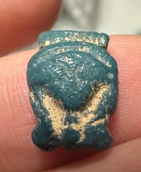 Picture of ANCIENT EGYPT.  BEAUTIFUL COLOR. GRECO - ROMAN - FAIENCE HATHOR AMULET . 300 B.C - 100 A.D