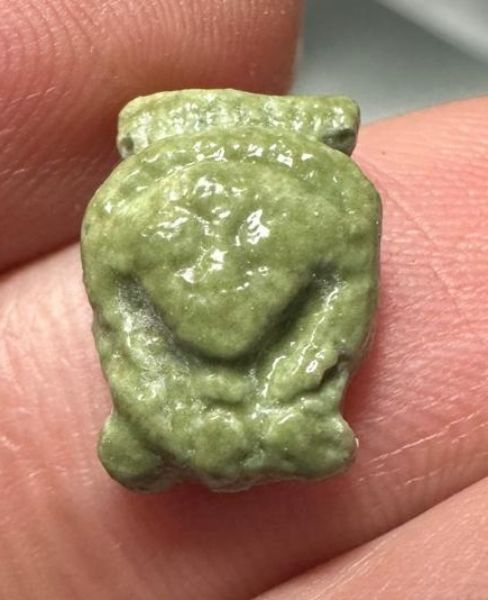 Picture of ANCIENT EGYPT.  BEAUTIFUL COLOR. GRECO - ROMAN - FAIENCE HATHOR AMULET . 300 B.C - 100 A.D