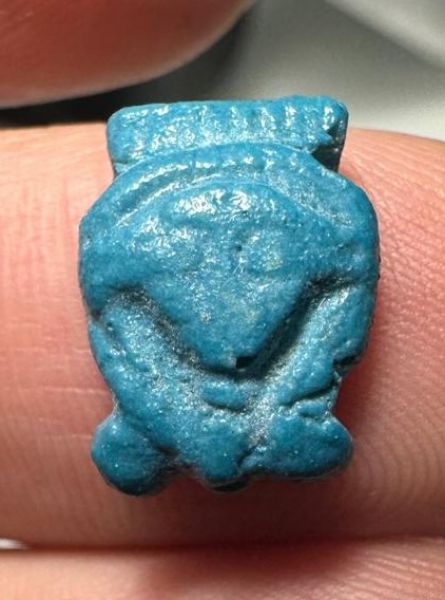 Picture of ANCIENT EGYPT.  BEAUTIFUL COLOR. GRECO - ROMAN - FAIENCE HATHOR AMULET . 300 B.C - 100 A.D