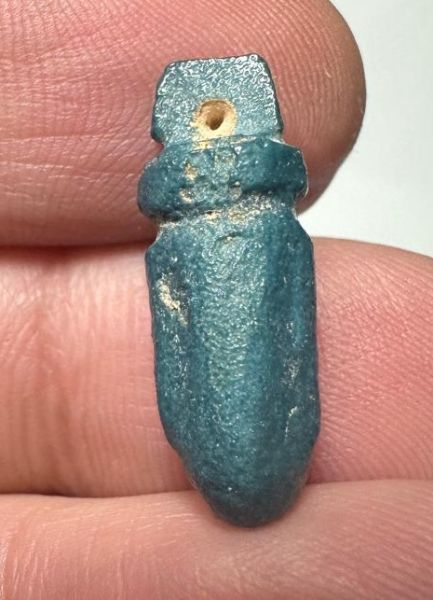 Picture of ANCIENT EGYPT.  BEAUTIFUL COLOR. GRECO - ROMAN - FAIENCE HEART AMULET . 300 B.C - 100 A.D