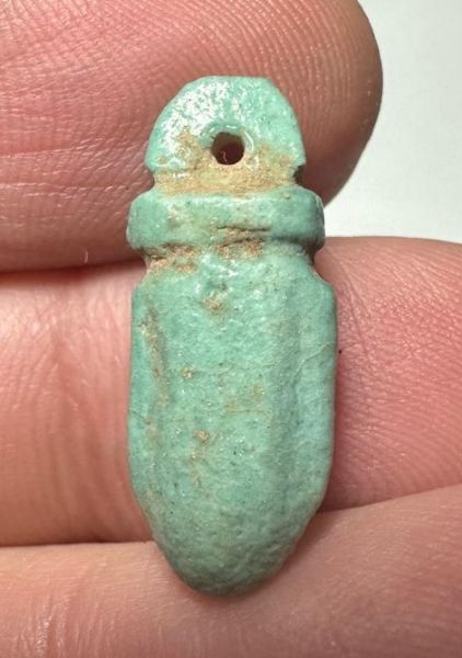 Picture of ANCIENT EGYPT.  BEAUTIFUL COLOR. GRECO - ROMAN - FAIENCE HEART AMULET . 300 B.C - 100 A.D