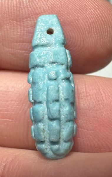 Picture of ANCIENT EGYPT.  BEAUTIFUL COLOR. GRECO - ROMAN - FAIENCE  AMULET . 300 B.C - 100 A.D. FLORAL ELEMENT OR BUNCH OF GRAPES