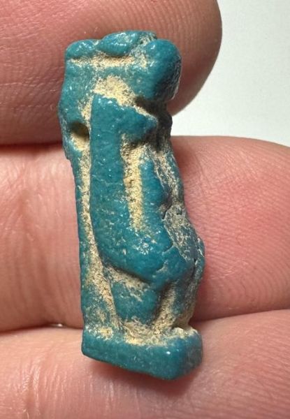 Picture of ANCIENT EGYPT.  BEAUTIFUL COLOR. GRECO - ROMAN - FAIENCE TAWERET AMULET . 300 B.C - 100 A.D