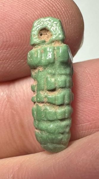 Picture of ANCIENT EGYPT.  BEAUTIFUL COLOR. GRECO - ROMAN - FAIENCE  AMULET . 300 B.C - 100 A.D. FLORAL ELEMENT OR BUNCH OF GRAPES