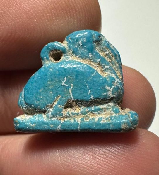 Picture of ANCIENT EGYPT.  BEAUTIFUL COLOR. GRECO - ROMAN - FAIENCE IBIS AMULET . 300 B.C - 100 A.D