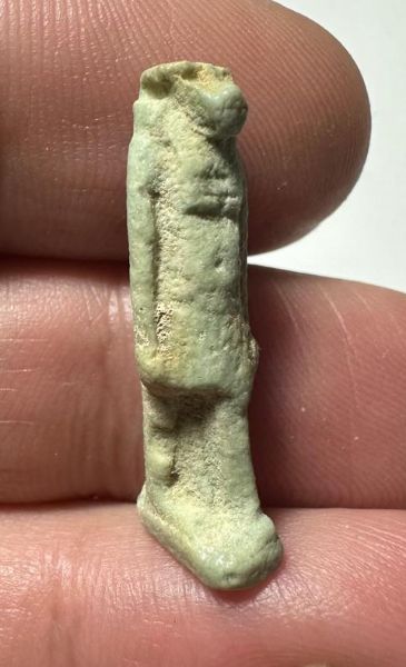 Picture of ANCIENT EGYPT.  BEAUTIFUL COLOR. GRECO - ROMAN - FAIENCE MONKEY AMULET . 300 B.C - 100 A.D