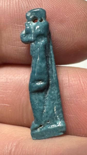 Picture of ANCIENT EGYPT.  BEAUTIFUL COLOR. GRECO - ROMAN - FAIENCE MONKEY AMULET . 300 B.C - 100 A.D