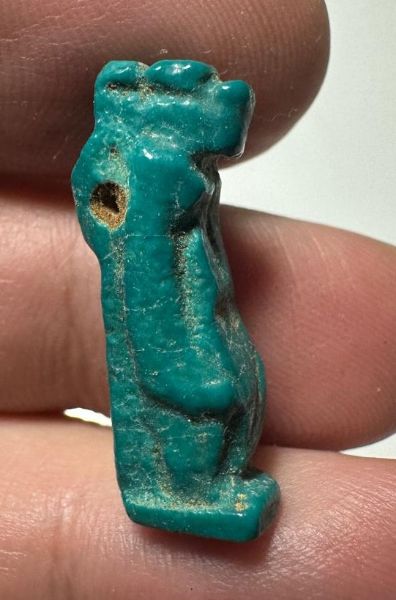 Picture of ANCIENT EGYPT.  BEAUTIFUL COLOR. GRECO - ROMAN - FAIENCE TAWERET AMULET . 300 B.C - 100 A.D