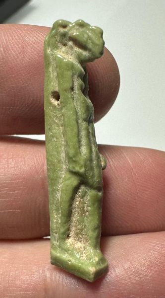 Picture of ANCIENT EGYPT.  BEAUTIFUL COLOR. GRECO - ROMAN - FAIENCE Thoth AMULET . 300 B.C - 100 A.D