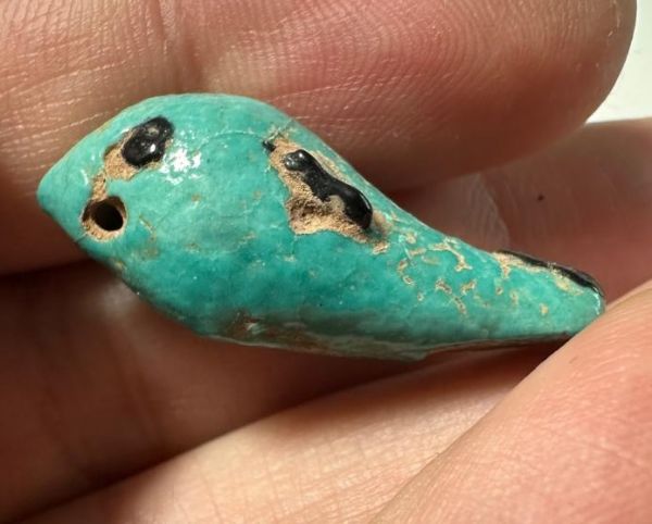 Picture of ANCIENT EGYPT.  BEAUTIFUL COLOR. GRECO - ROMAN - FAIENCE BIRD AMULET . 300 B.C - 100 A.D