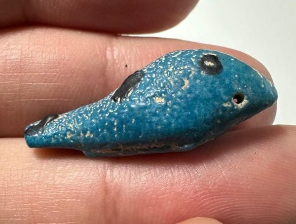 Picture of ANCIENT EGYPT.  BEAUTIFUL COLOR. GRECO - ROMAN - FAIENCE BIRD AMULET . 300 B.C - 100 A.D