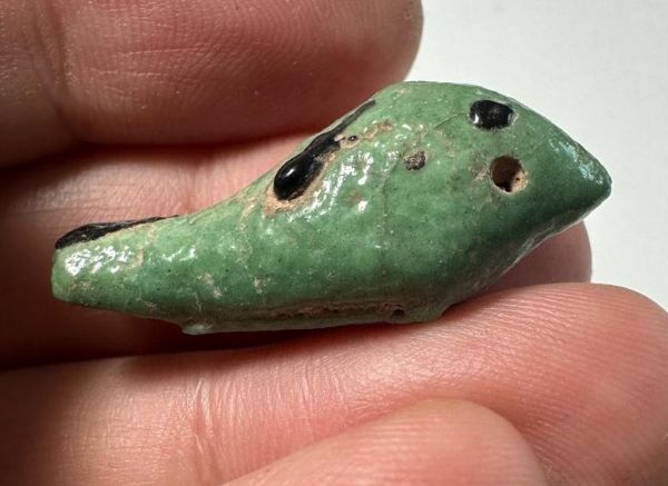 Picture of ANCIENT EGYPT.  BEAUTIFUL COLOR. GRECO - ROMAN - FAIENCE BIRD AMULET . 300 B.C - 100 A.D
