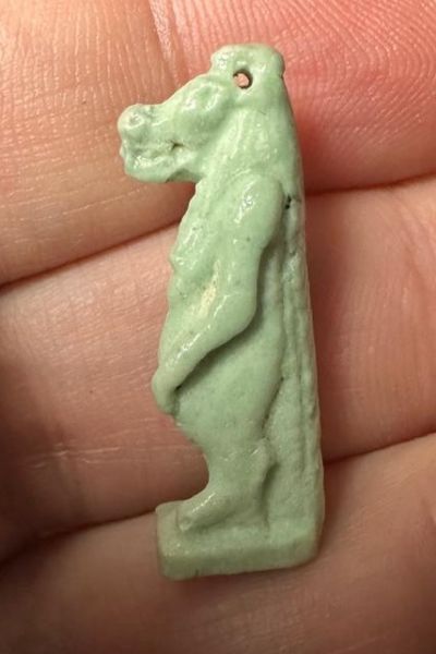 Picture of ANCIENT EGYPT.  BEAUTIFUL COLOR. GRECO - ROMAN - FAIENCE TAWERET AMULET . 300 B.C - 100 A.D
