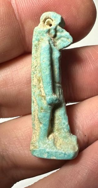 Picture of ANCIENT EGYPT.  BEAUTIFUL COLOR. GRECO - ROMAN - FAIENCE THOTH AMULET . 300 B.C - 100 A.D