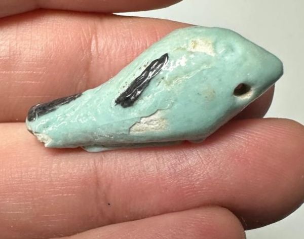 Picture of ANCIENT EGYPT.  BEAUTIFUL COLOR. GRECO - ROMAN - FAIENCE BIRD AMULET . 300 B.C - 100 A.D