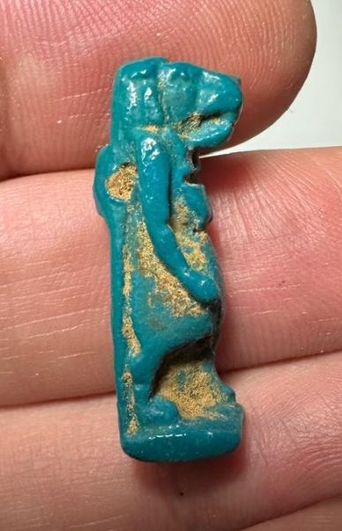 Picture of ANCIENT EGYPT.  BEAUTIFUL COLOR. GRECO - ROMAN - FAIENCE TAWERET AMULET . 300 B.C - 100 A.D