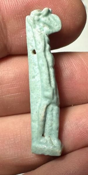 Picture of ANCIENT EGYPT.  BEAUTIFUL COLOR. GRECO - ROMAN - FAIENCE THOTH AMULET . 300 B.C - 100 A.D