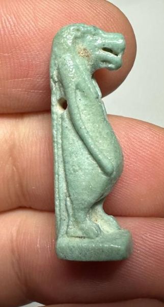 Picture of ANCIENT EGYPT.  BEAUTIFUL COLOR. GRECO - ROMAN - FAIENCE TAWERET AMULET . 300 B.C - 100 A.D
