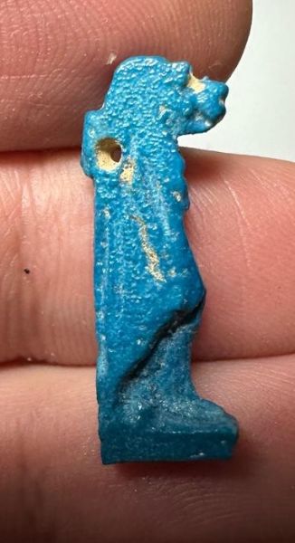 Picture of ANCIENT EGYPT.  BEAUTIFUL COLOR. GRECO - ROMAN - FAIENCE TAWERET AMULET . 300 B.C - 100 A.D