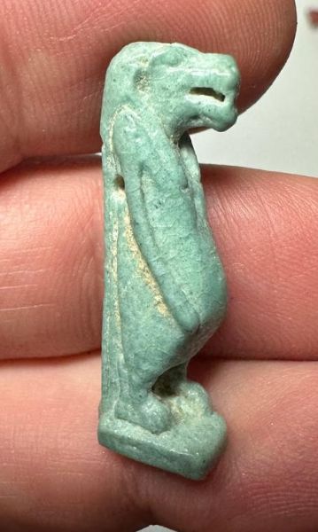 Picture of ANCIENT EGYPT.  BEAUTIFUL COLOR. GRECO - ROMAN - FAIENCE TAWERET AMULET . 300 B.C - 100 A.D